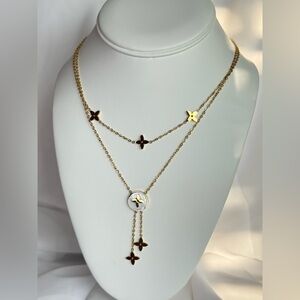 Layered Simple Gold Clover Necklace Minimalist